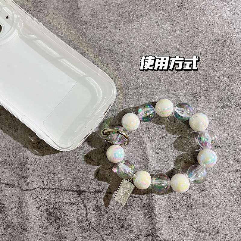 Hyuna Japanese and Korean style bead bracelet, Huawei iPhone, OPPO vivo, suitable for universal phone cases, anti-drop portable chain, laser color flower bracelet, transparent buckle, women's style creative detail image 3