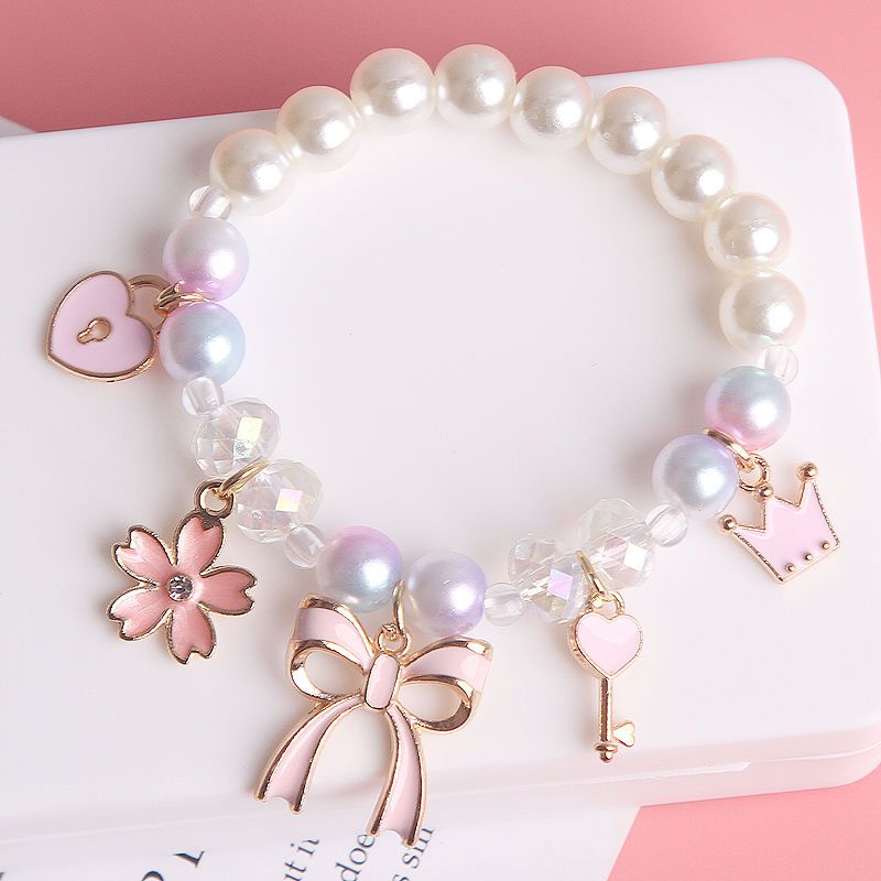 Suitable for students to wear bracelets, children's bracelets, little girls' colorful bead pendants, bracelet accessories, girls' cartoon designs Specification image