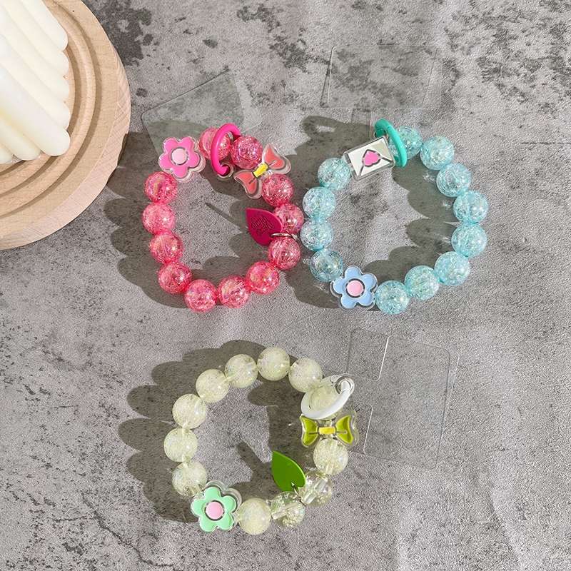 Hyuna Japanese and Korean style bead bracelet, Huawei iPhone, OPPO vivo, suitable for universal phone cases, anti-drop portable chain, laser color flower bracelet, transparent buckle, women's style creative details Picture