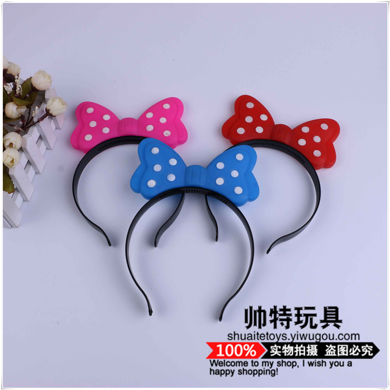 Black background bow flash headband with light Specification image