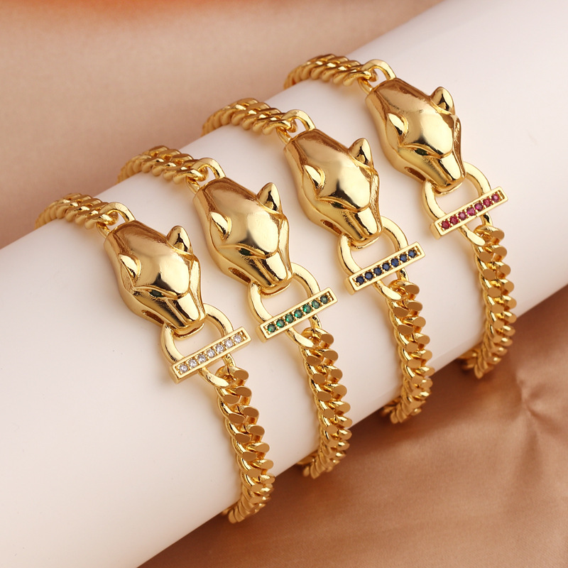New exaggerated hip-hop leopard design personalized bracelet from Europe and America, geometric cold style, copper gold-plated bracelet and bangle accessories New exaggerated hip-hop leopard design personalized bracelet from Europe and America, geometric cold style, copper gold-plated bracelet and bangle accessories