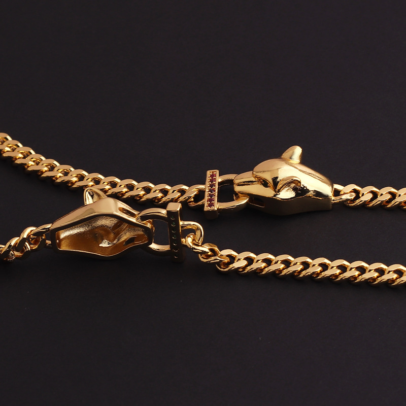 New exaggerated hip-hop leopard design personalized bracelet from Europe and America, geometric cold style, copper gold-plated bracelet and bangle accessories detail image 6