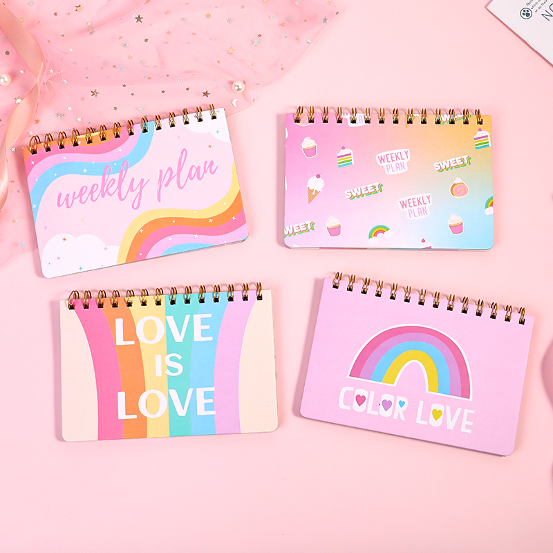 weibo Weibo Creative Cartoon Coil Notebook, Student Rainbow Portable Notebook, Cute Children's Small Gift Stationery