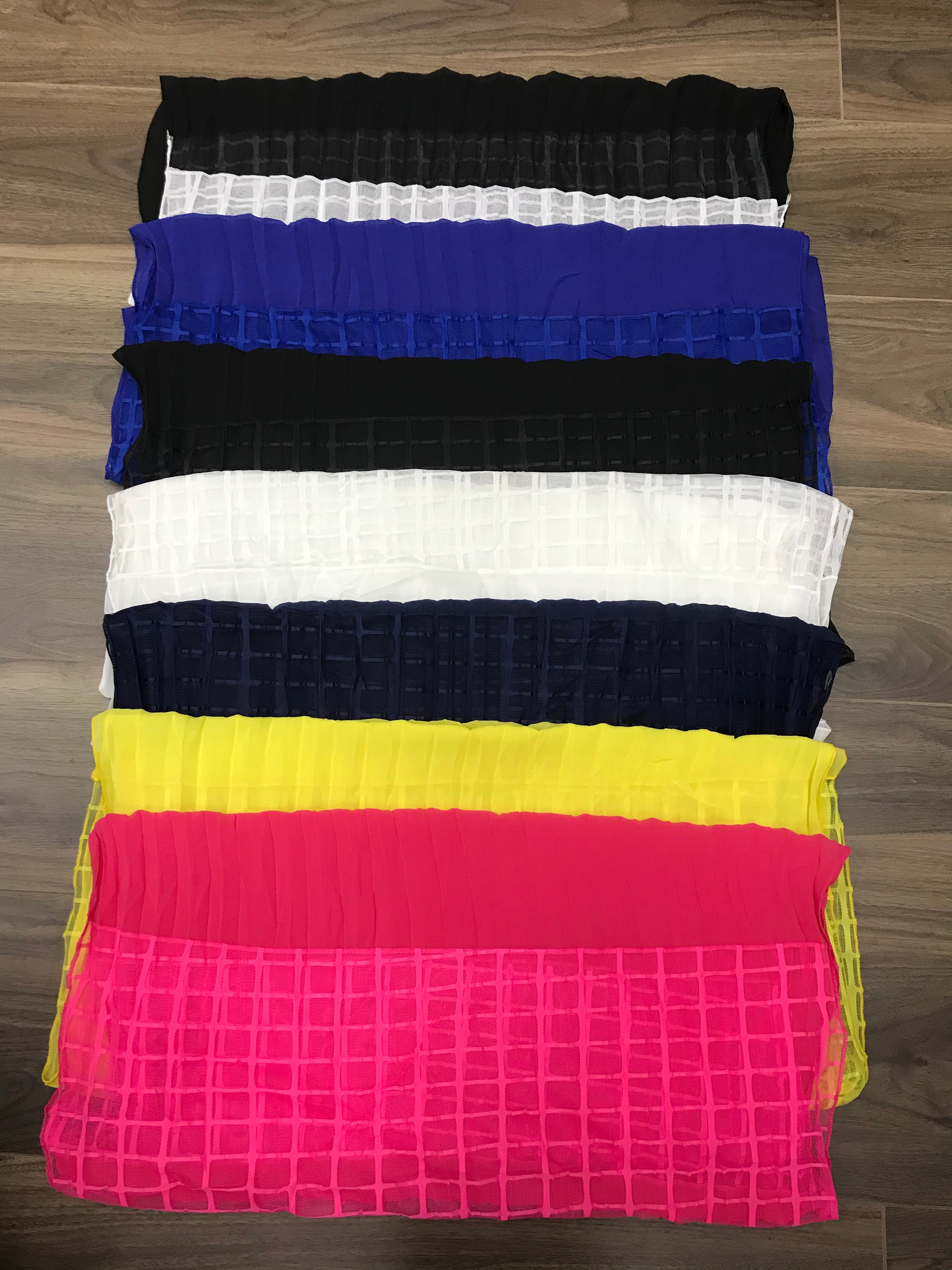 雪纺两头拼接网布格子长巾