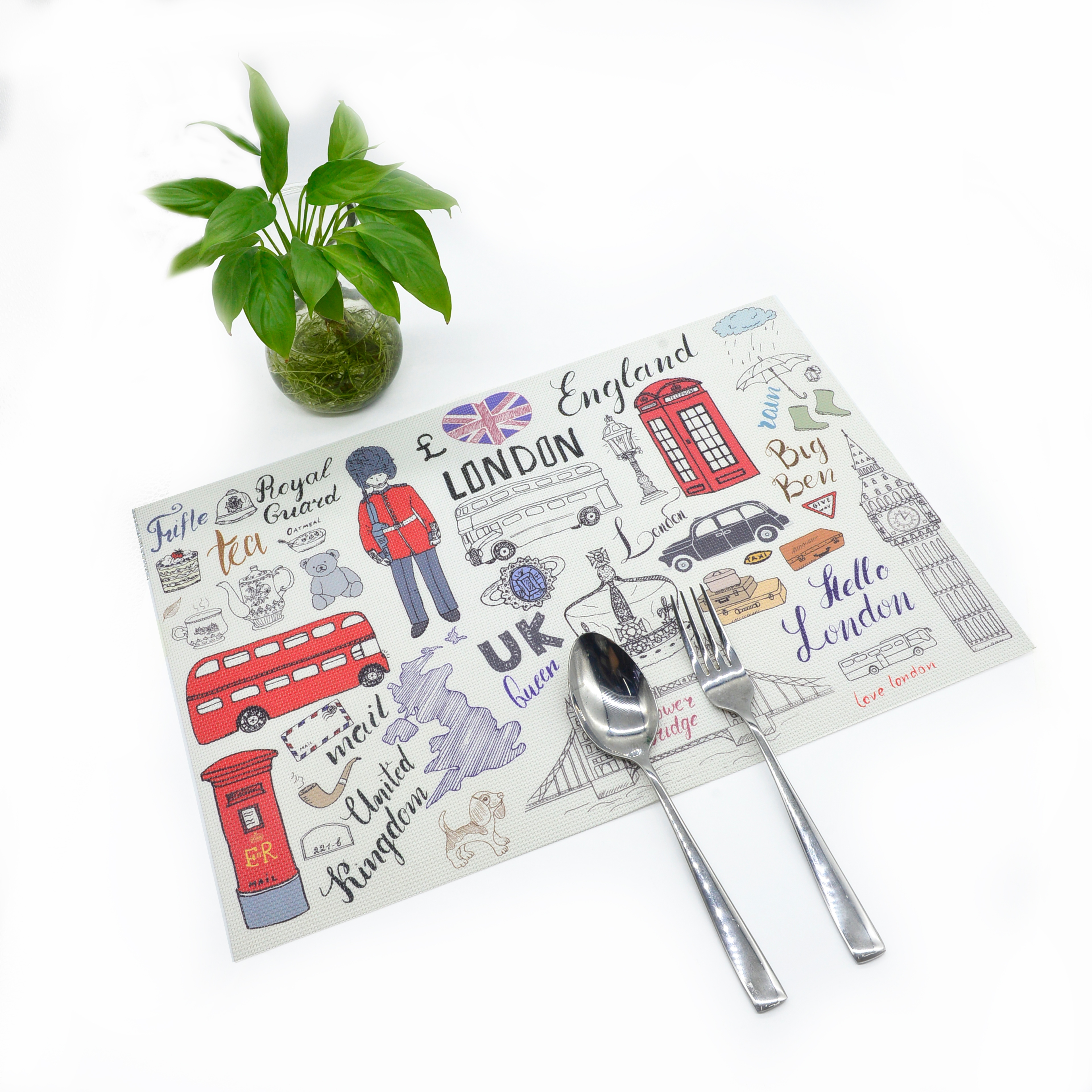 餐垫PVC喷印英伦风防水防油隔热垫餐桌垫酒店餐厅咖啡厅西餐垫