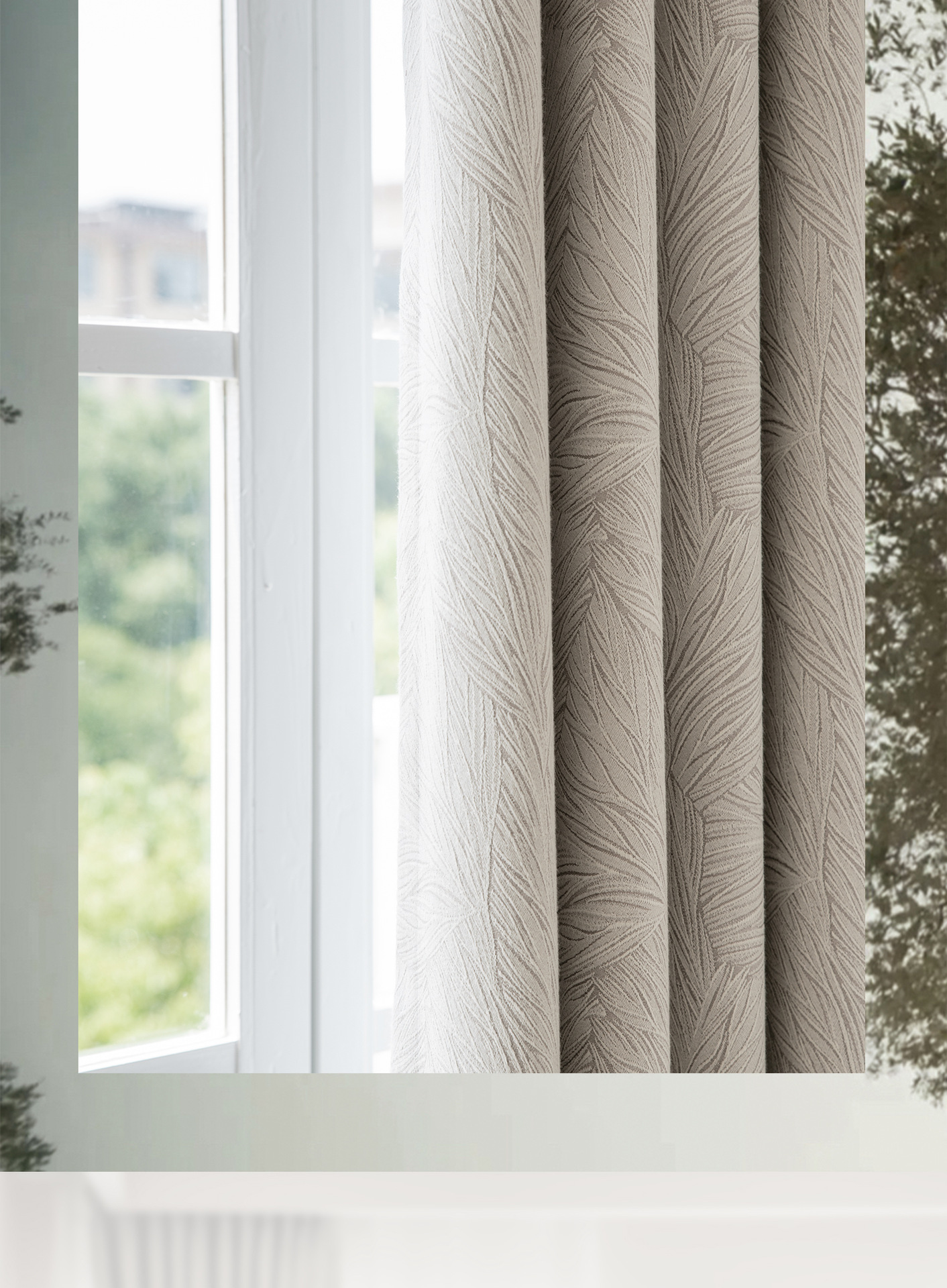 Bingo Soft Furnishing Natural Story Light Milk Tea color leaf jacquard blackout curtains Modern and simple bedroom curtains