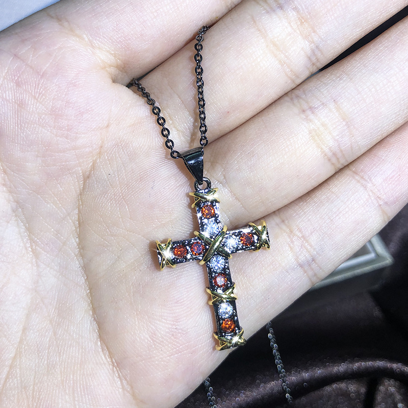 New European and American cross necklaces, zircon pendants for men and women, collarbone chain accessories, cross-border best-selling selection detail image 17