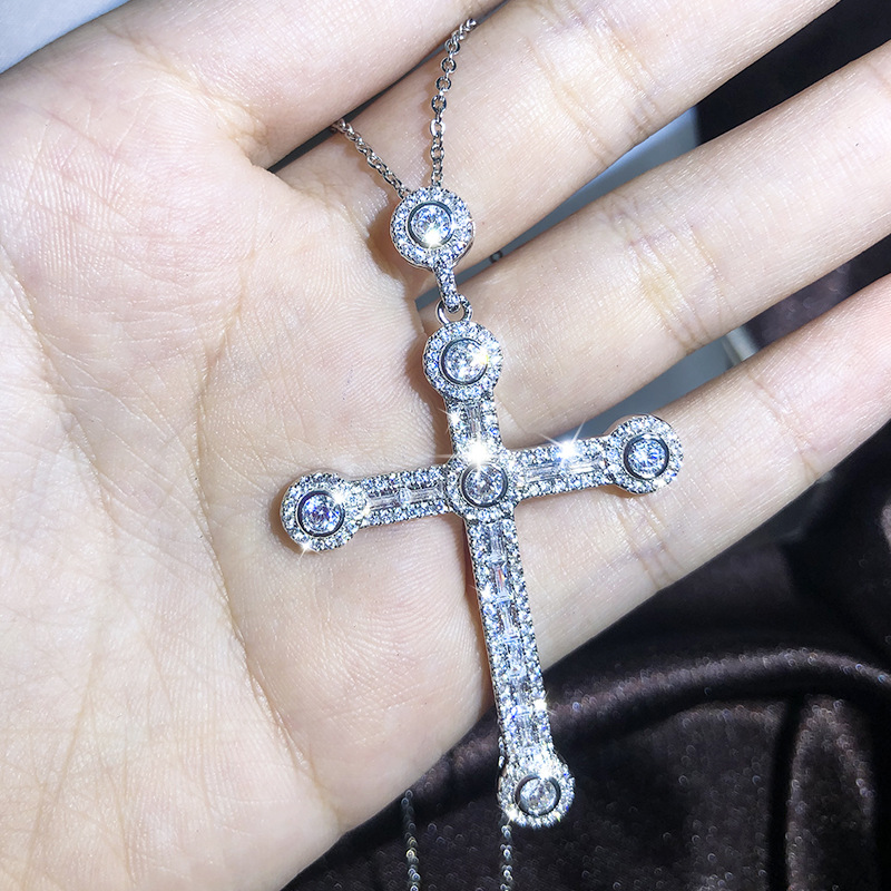 New European and American cross necklaces, zircon pendants for men and women, collarbone chain accessories, cross-border best-selling selection detail image 15