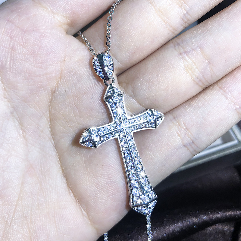New European and American cross necklaces, zircon pendants for men and women, collarbone chain accessories, cross-border best-selling selection detail image 16