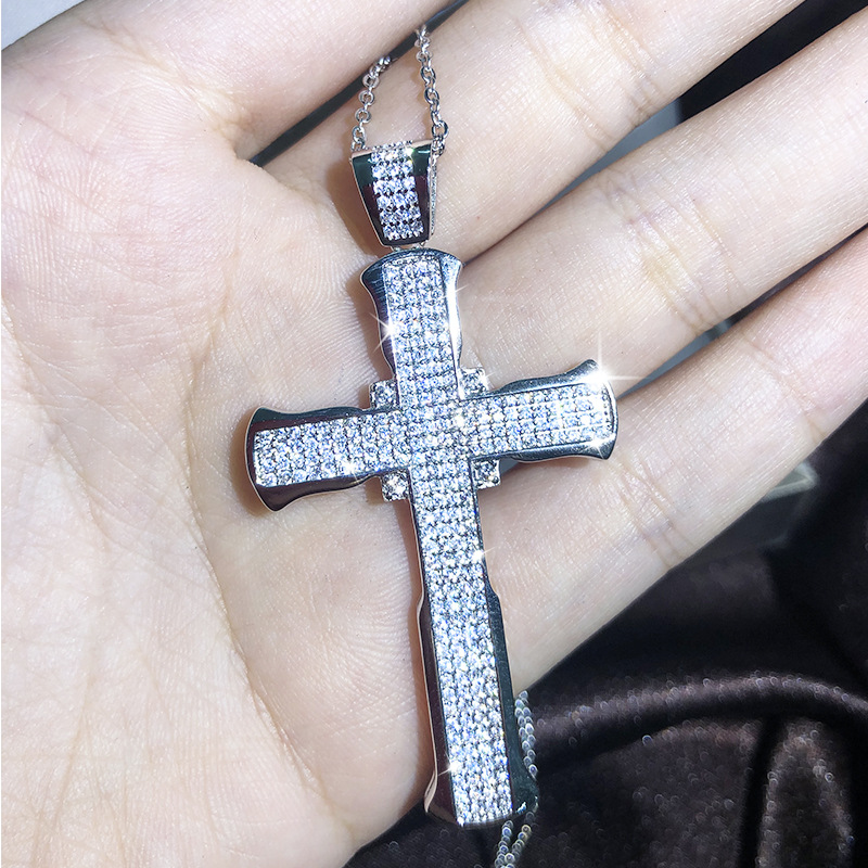 New European and American cross necklaces, zircon pendants for men and women, collarbone chain accessories, cross-border best-selling selection detail image 14