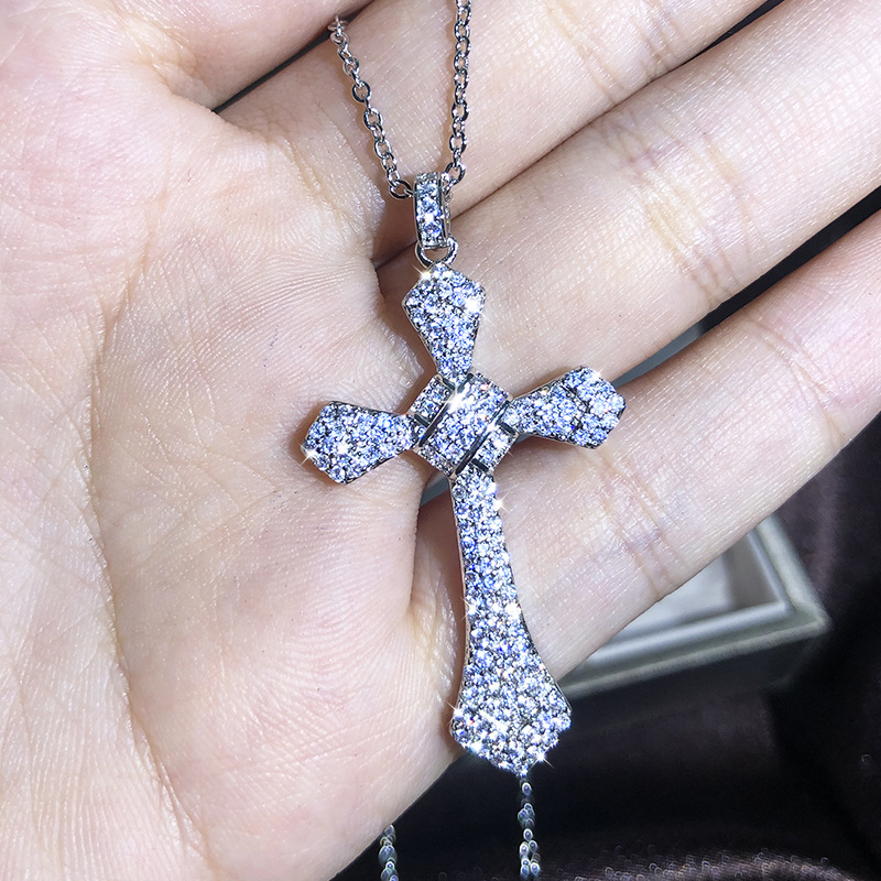 New European and American cross necklaces, zircon pendants for men and women, collarbone chain accessories, cross-border best-selling selection detail image 11