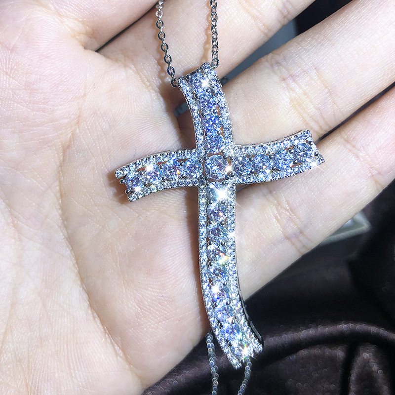 New European and American cross necklaces, zircon pendants for men and women, collarbone chain accessories, cross-border best-selling selection detail image 10