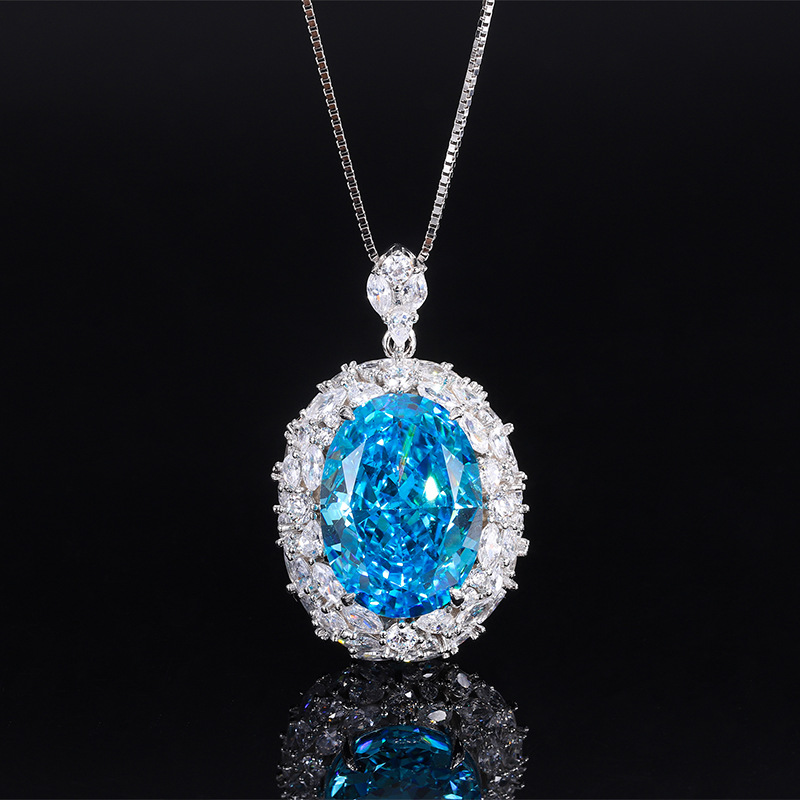 New retro and fashionable high-carbon diamond women's pigeon egg 13*18 luxury jewelry pendant for autumn and winter detail image 7