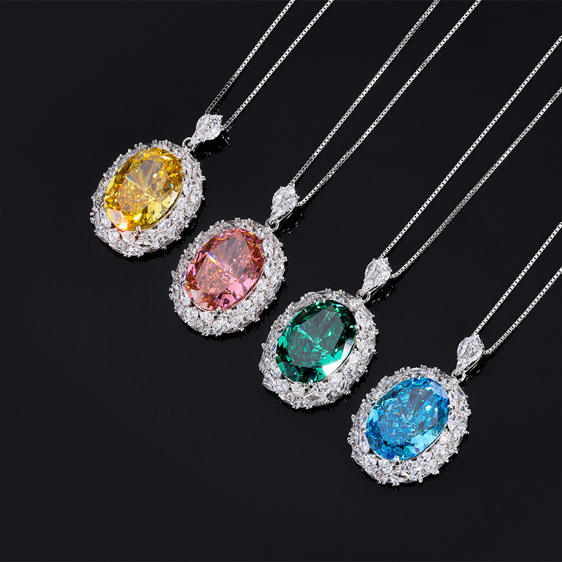 New retro and fashionable high-carbon diamond women's pigeon egg 13*18 luxury jewelry pendant for autumn and winter