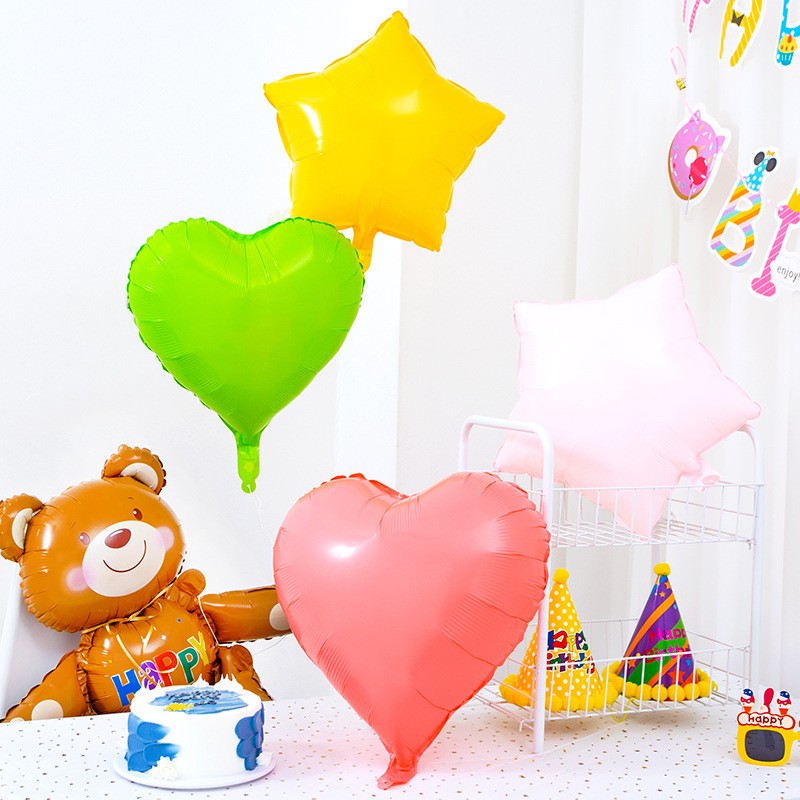 马卡龙色铝膜气球 爱心桃心五角星18寸 场景布置儿童生日派对装饰
