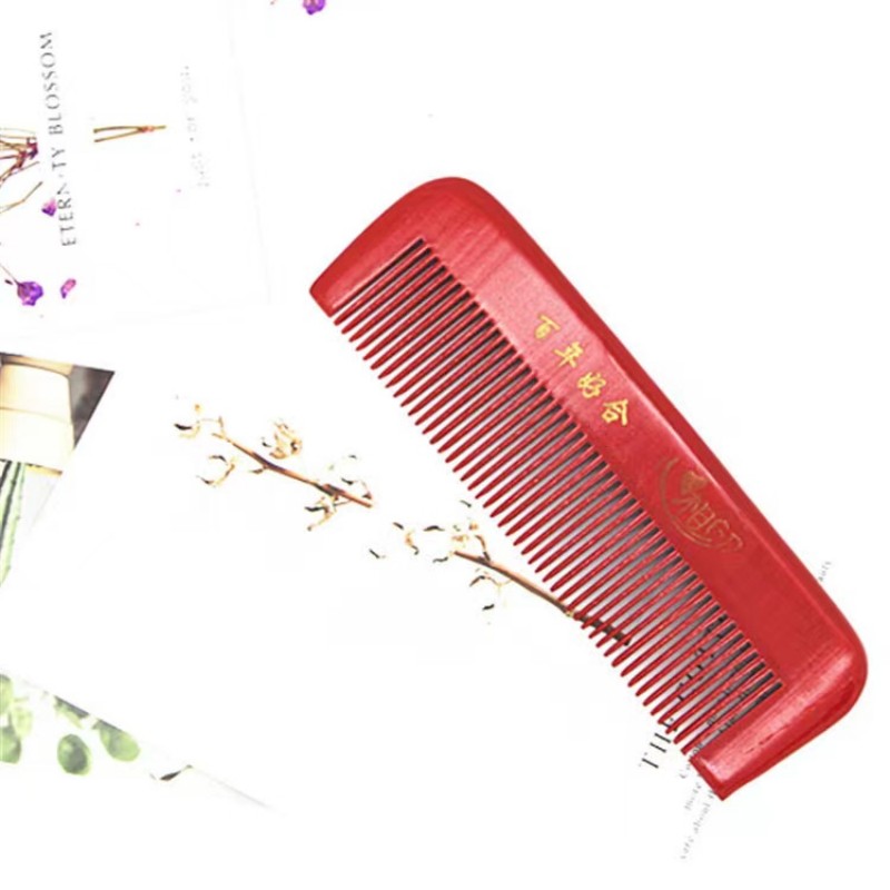 Factory direct sales of thickened combs made of red peach wood details Picture