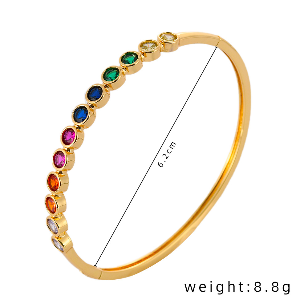 Cross-border European and American simple full diamond bracelet, geometric colored zircon paperclip, heart, retro and personalized open bracelet detail image 8