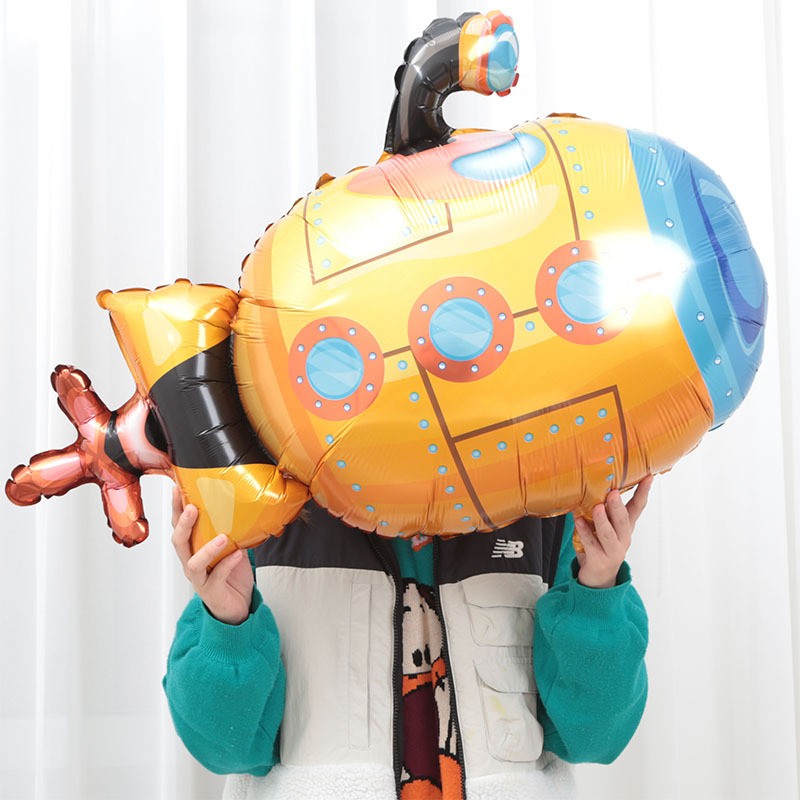 游艇潜水艇铝膜气球 男孩生日装饰批发 海上主题大号铝箔气球玩具