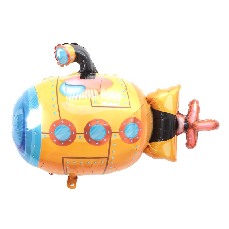 游艇潜水艇/铝膜气球/生日派对装饰白底实物图