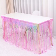 一次性彩虹色流苏桌裙桌围生日派对活动背景装饰场地布置道具桌围