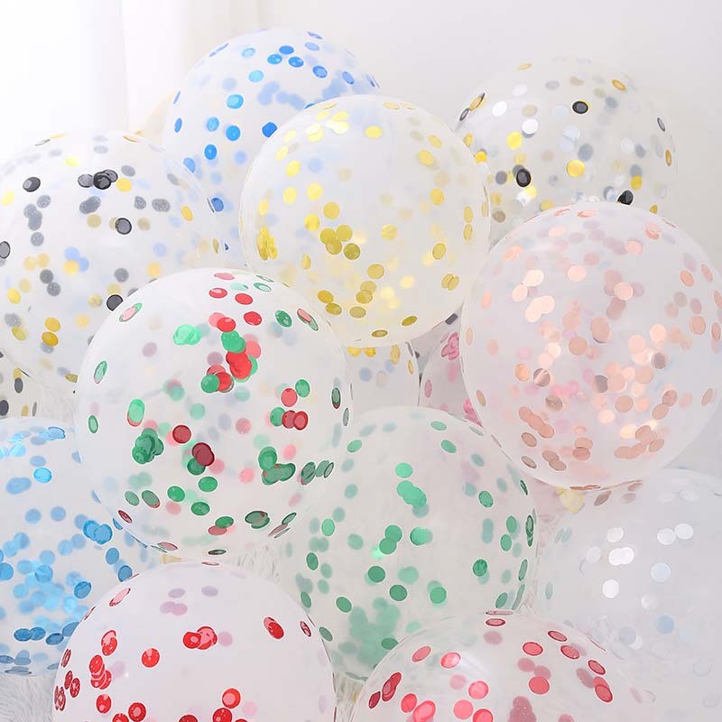 12寸2.8g亮片透明乳胶气球生日派对婚礼浪漫装饰乳胶气球网红气球图