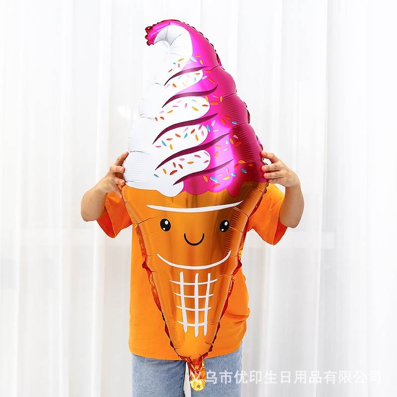 冰淇淋造型铝膜气球 铝箔大号甜筒 儿童女孩生日派对装饰布置玩具详情图2