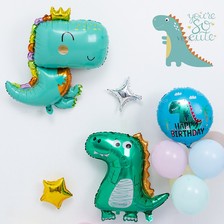 小恐龙铝膜气球生日快乐喷火长颈龙主题派对装饰场景布置儿童玩具