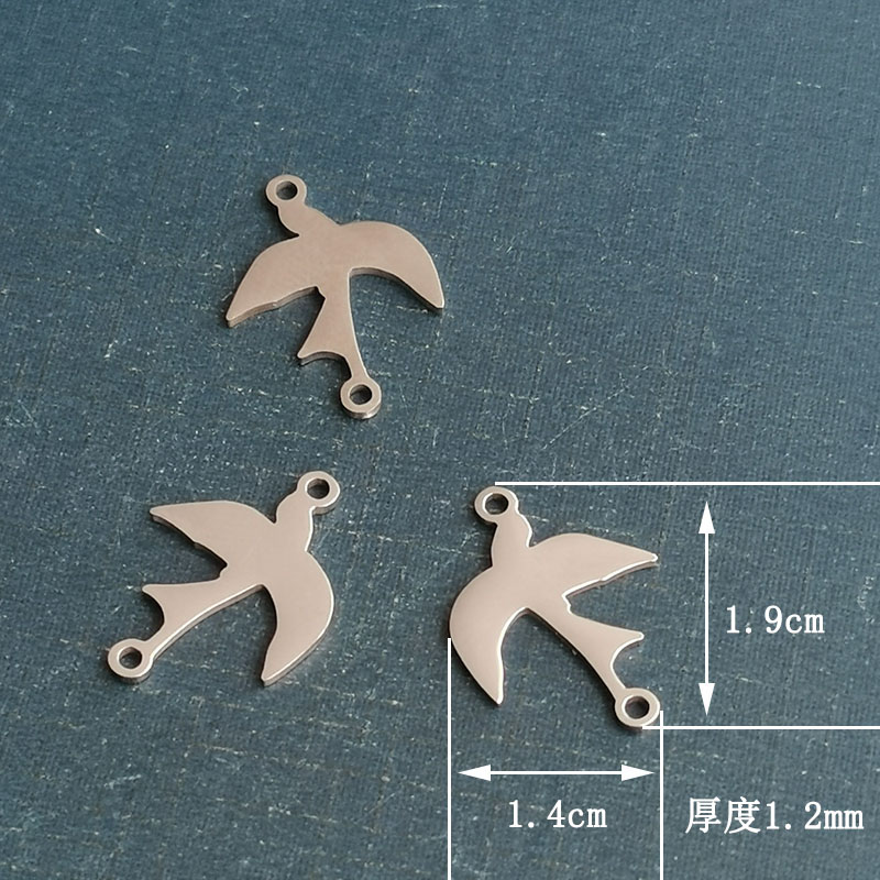 不锈钢小燕子挂件双孔手链吊坠钛钢diy饰品配件外贸跨境详情图2