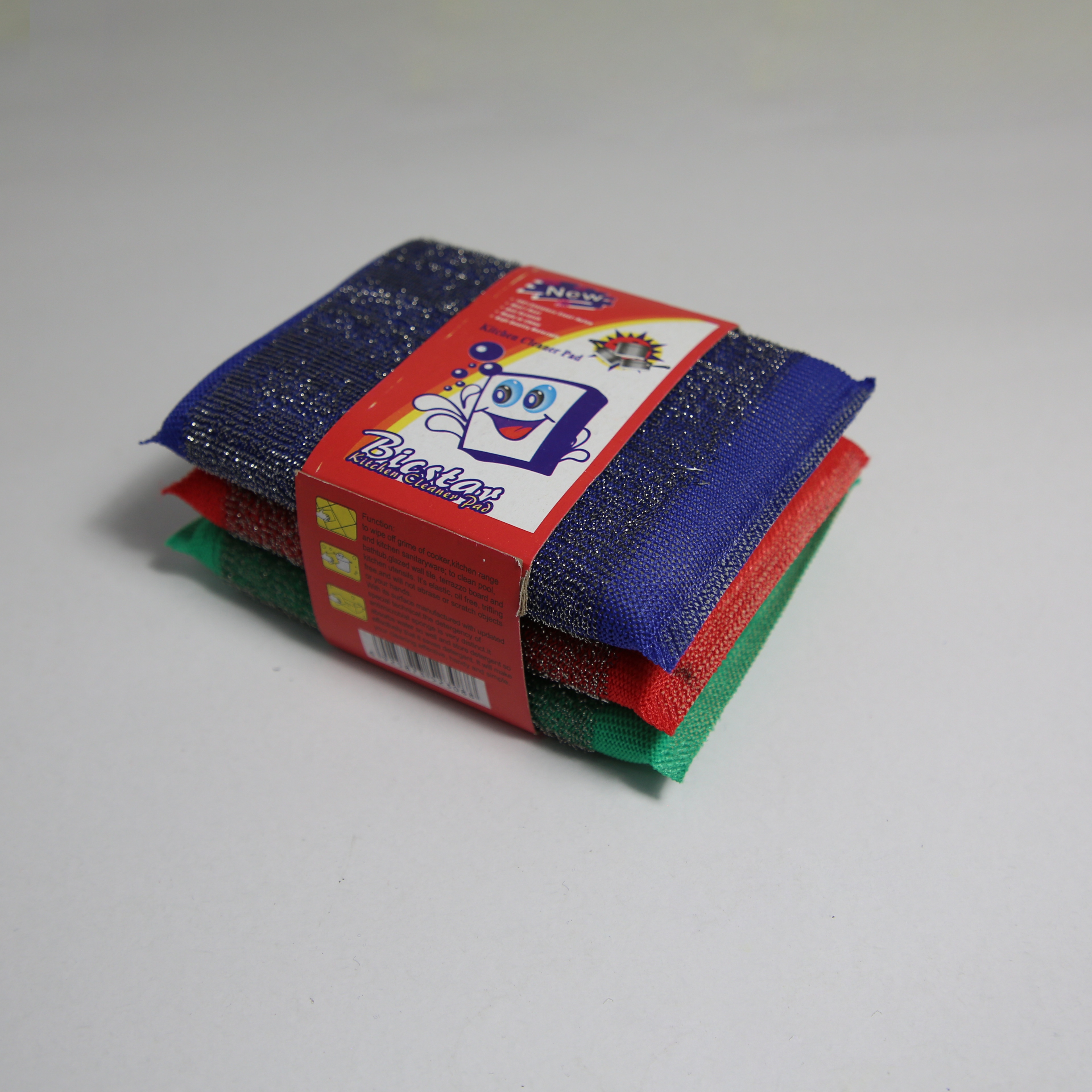 刷洗大王 钢丝布三片卡装洗碗巾油利除 刷锅刷碗