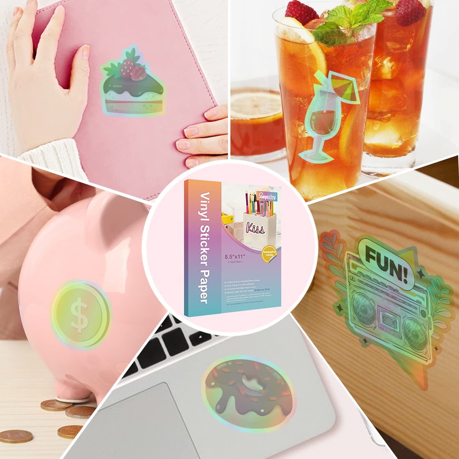 Inkjet laser printing paper that is tear-resistant, waterproof and oil-proof, 50 sheets of A4 laser stickers, vinyl stickers, self-adhesive labels, laser printing paper Item Picture
