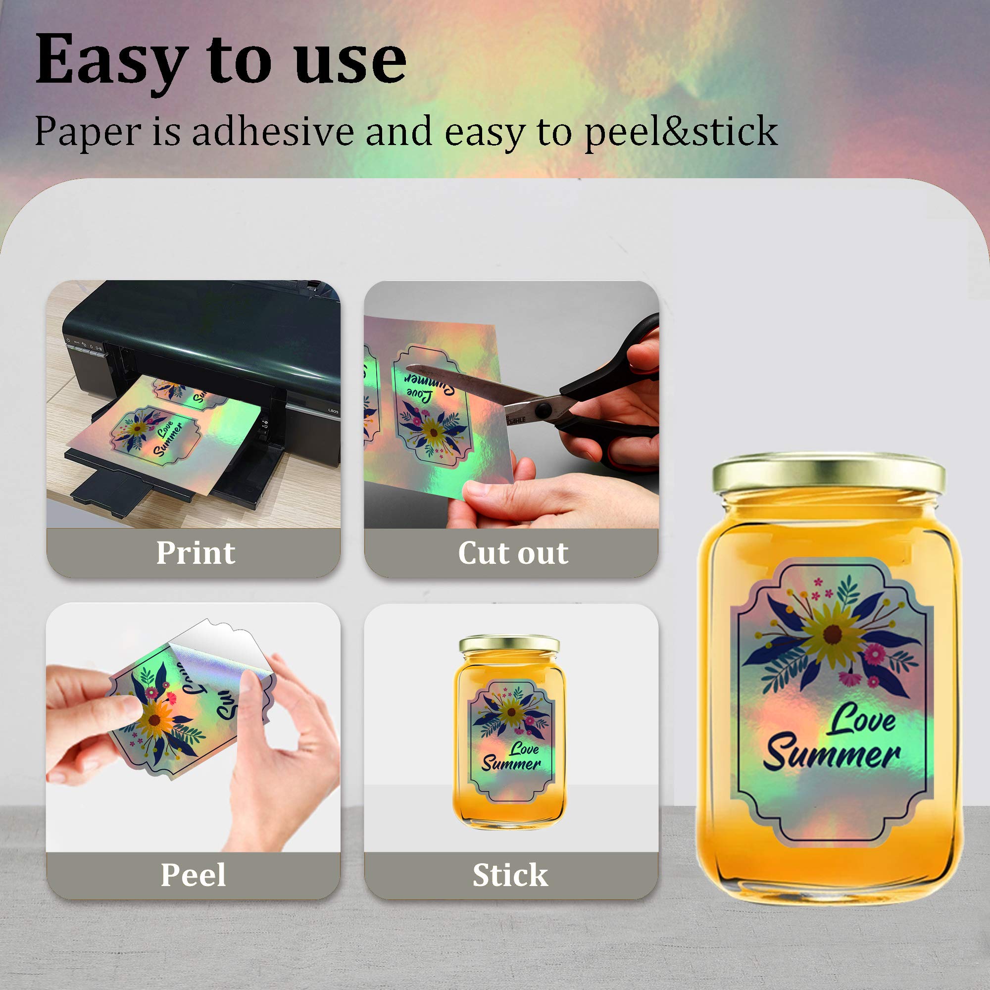 Inkjet laser printing paper that is tear-resistant, waterproof and oil-proof, A4 laser sticker self-adhesive label, 50 sheets of laser printing paper vinyl stickers Specification image