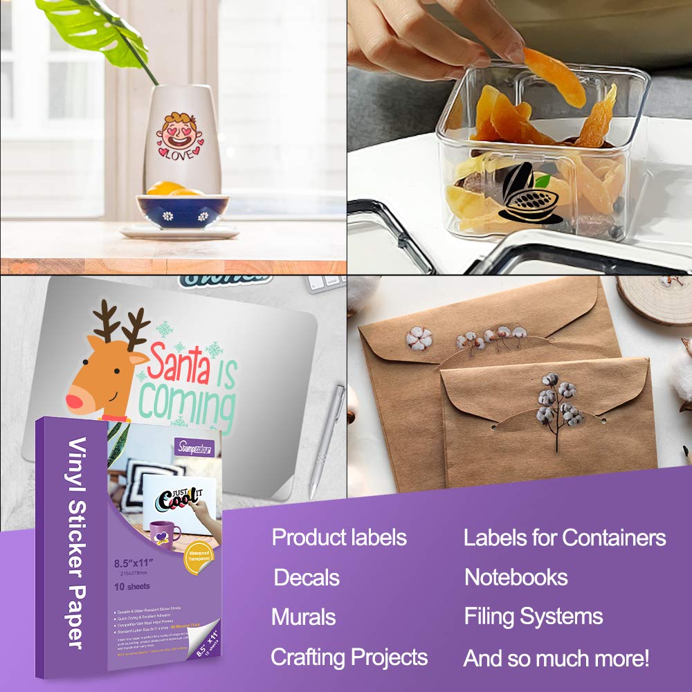 Inkjet transparent printing paper that is tear-resistant, waterproof and oil-proof, 50 A4 transparent stickers, vinyl stickers, self-adhesive labels, transparent printing paper Item Picture