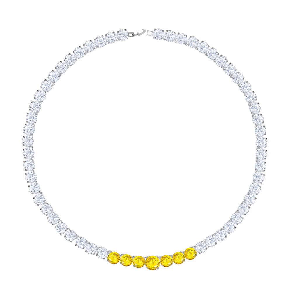Cross-border European and American jewelry single-row round diamond necklace, elegant zircon collarbone chain necklace Application Scenario