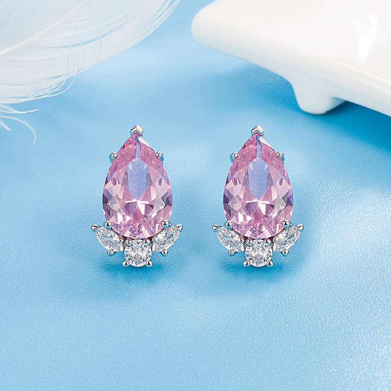 爆款高级感梨形水滴耳钉气质百搭小耳坠精美锆石耳饰 详情图8