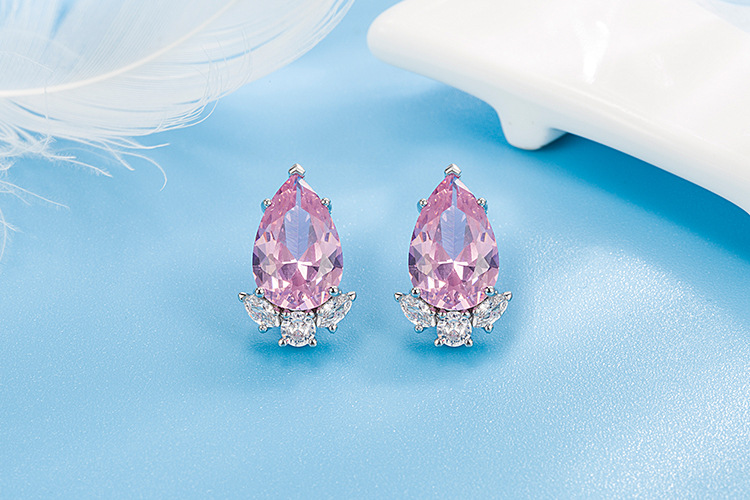 爆款高级感梨形水滴耳钉气质百搭小耳坠精美锆石耳饰 详情图4