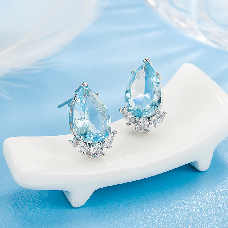 爆款高级感梨形水滴耳钉气质百搭小耳坠精美锆石耳饰 详情图7