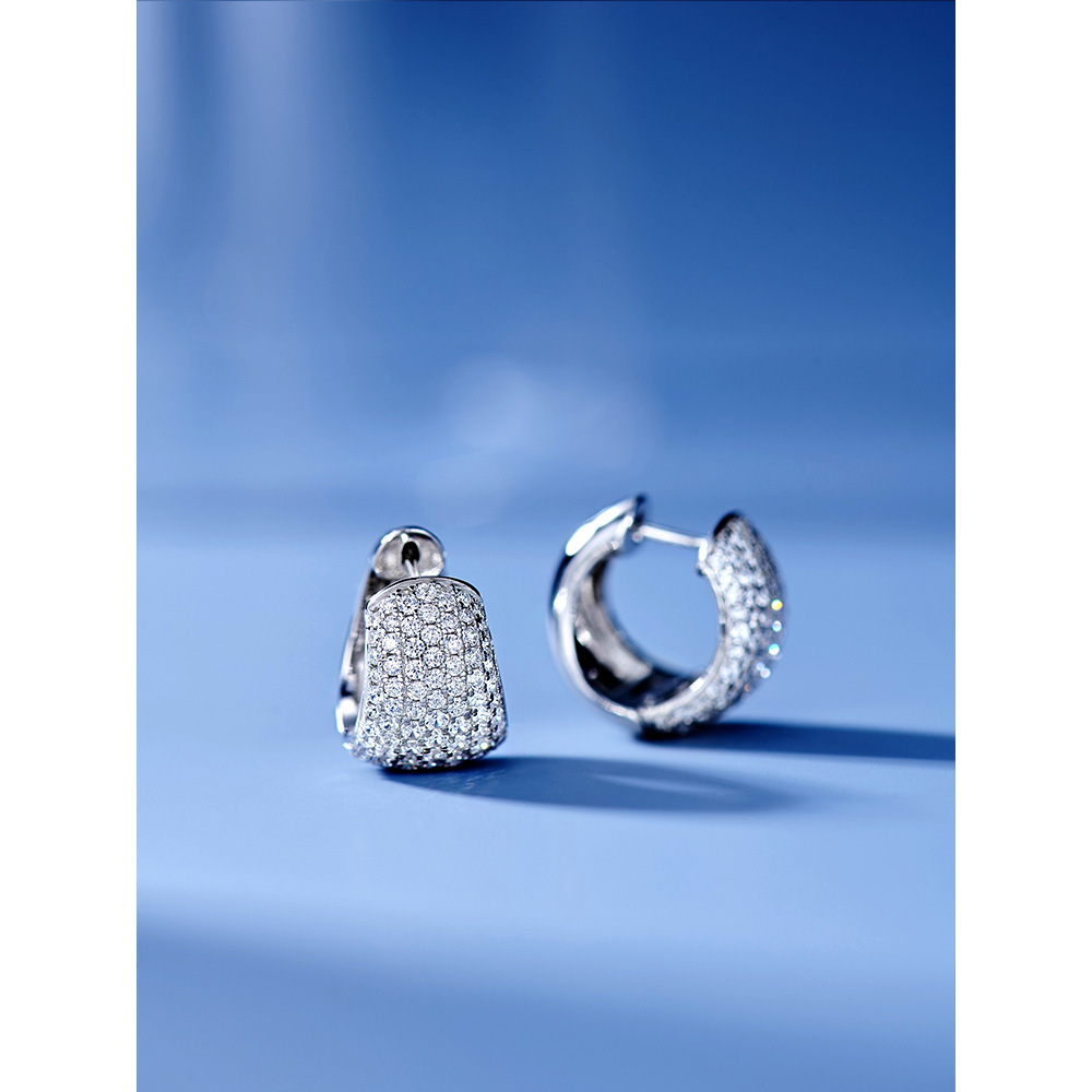 New Neymar's full-diamond honey-stud earrings and ear buckles detail image 3