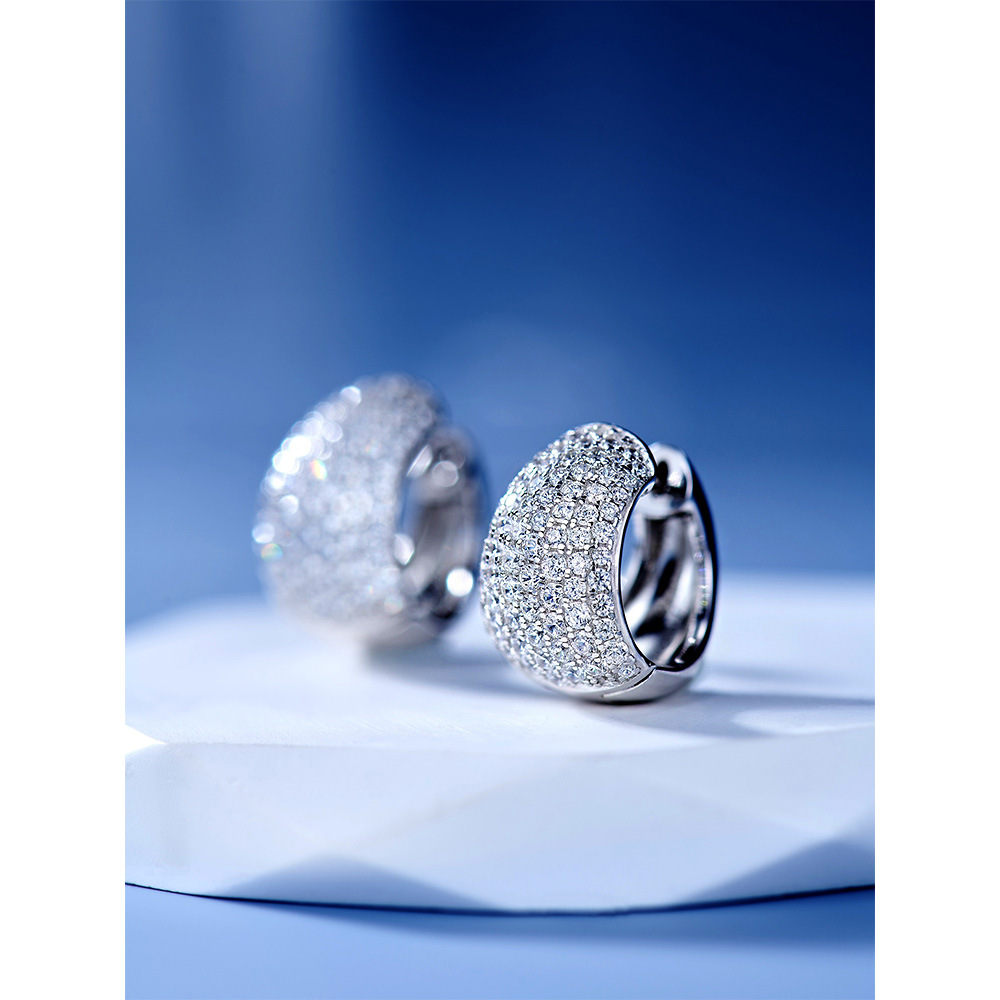New Neymar's full-diamond honey-stud earrings and ear buckles detail image 5