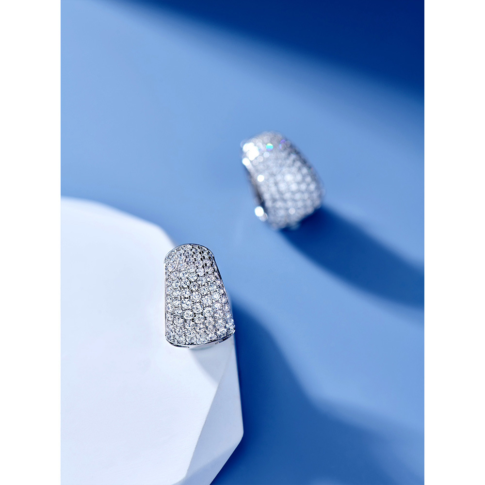 New Neymar's full-diamond honey-stud earrings and ear buckles details Picture