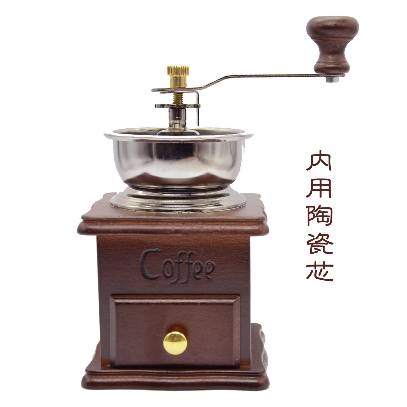 Hand-shaken coffee grinder 8521 mini retro household grinder with ceramic core inside details Picture