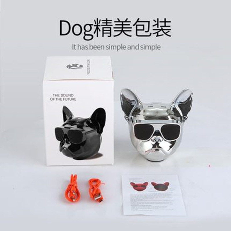 Creative French Bulldog Bluetooth Speaker, touch dog head, wireless Bluetooth speaker, subwoofer, outdoor portable, HIFI connection Item Picture