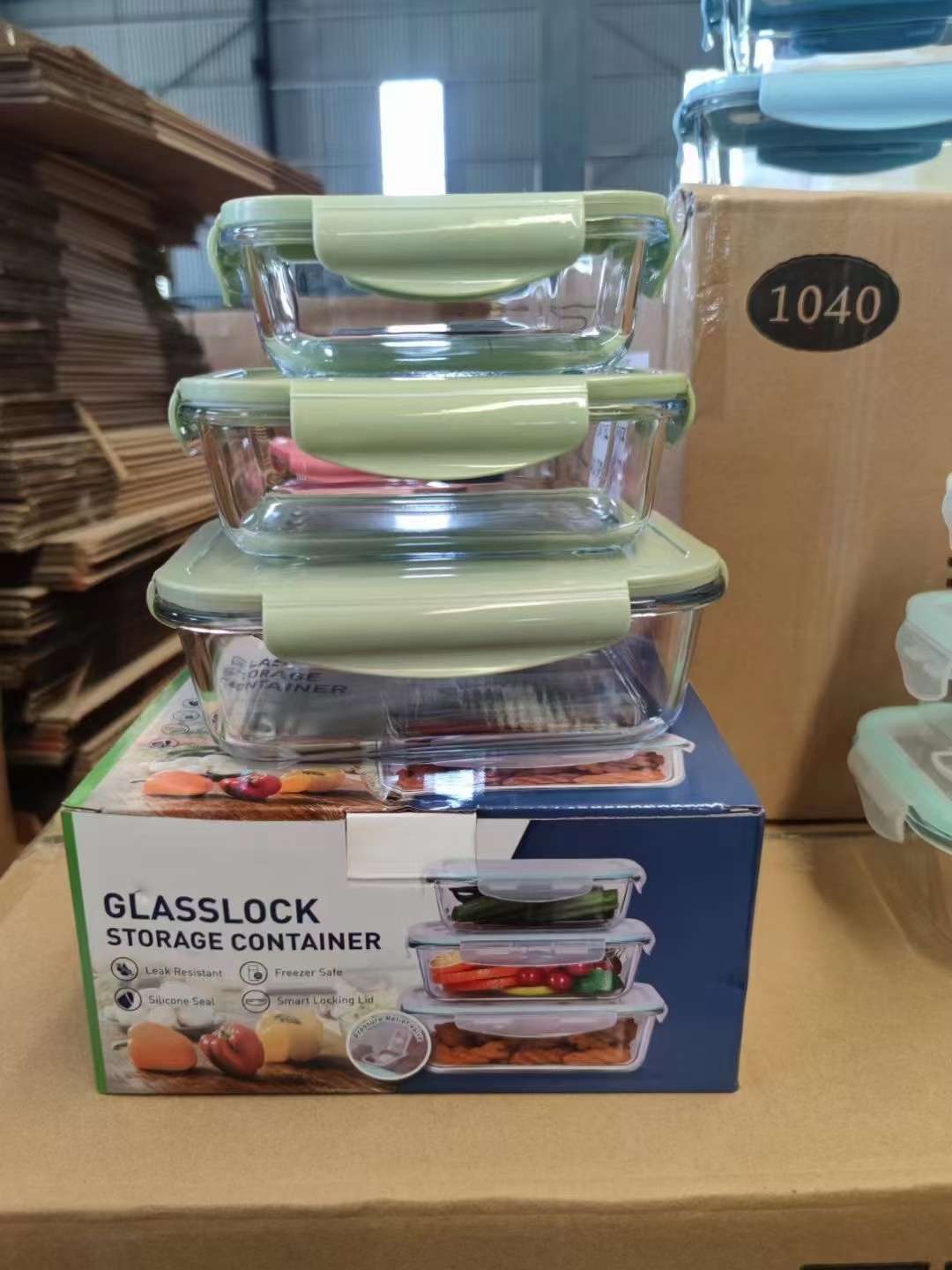 Three-Piece Glass Fresh-Keeping Box Color Box Package 370+640+1040 details Picture