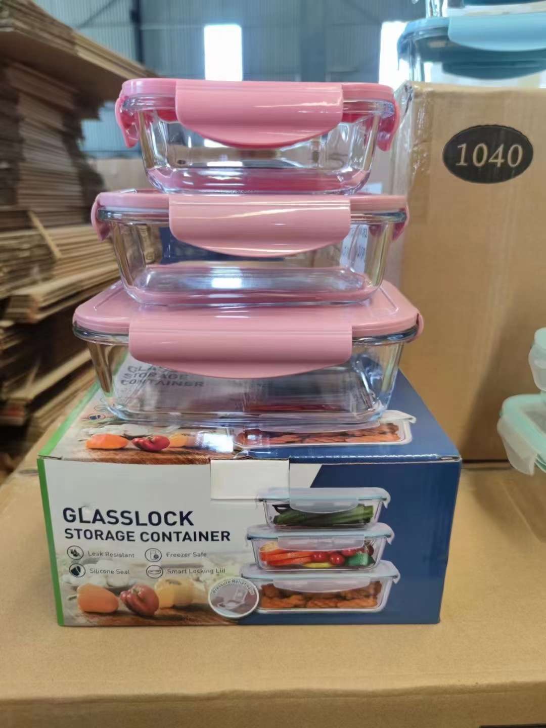 Three-Piece Glass Fresh-Keeping Box Color Box Package 370+640+1040 Item Picture