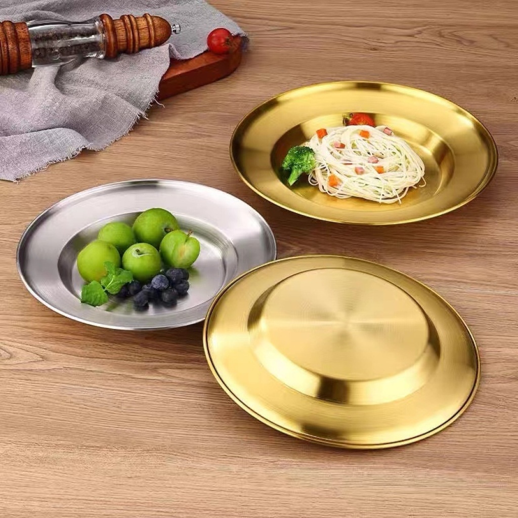 New stainless steel straw hat gold and silver multi-purpose plate