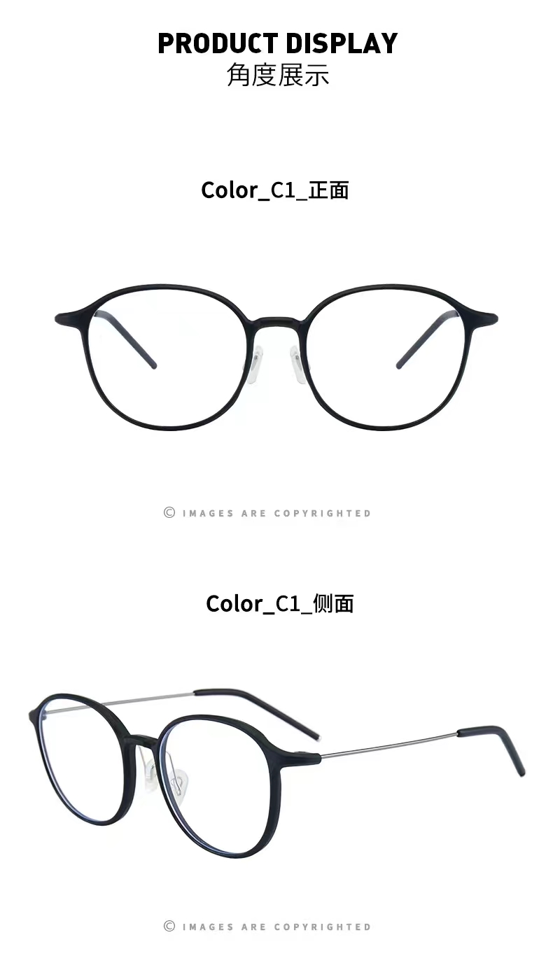 Anti-blue light round-framed retro glasses for both men and women are in large stock. Made of TR90 material, ultra-clear detail image 2