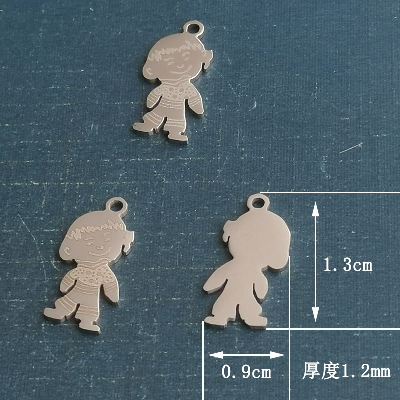 European and American cross-border diy jewelry accessories, cute boy titanium steel stainless steel pendant necklace detail image 2