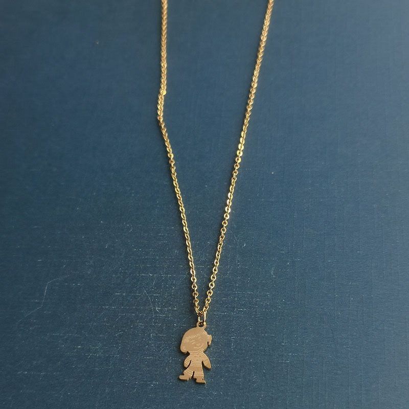 European and American cross-border diy jewelry accessories, cute boy titanium steel stainless steel pendant necklace detail image 5