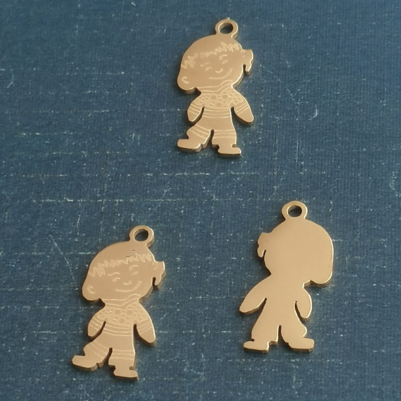 European and American cross-border diy jewelry accessories, cute boy titanium steel stainless steel pendant necklace detail image 4