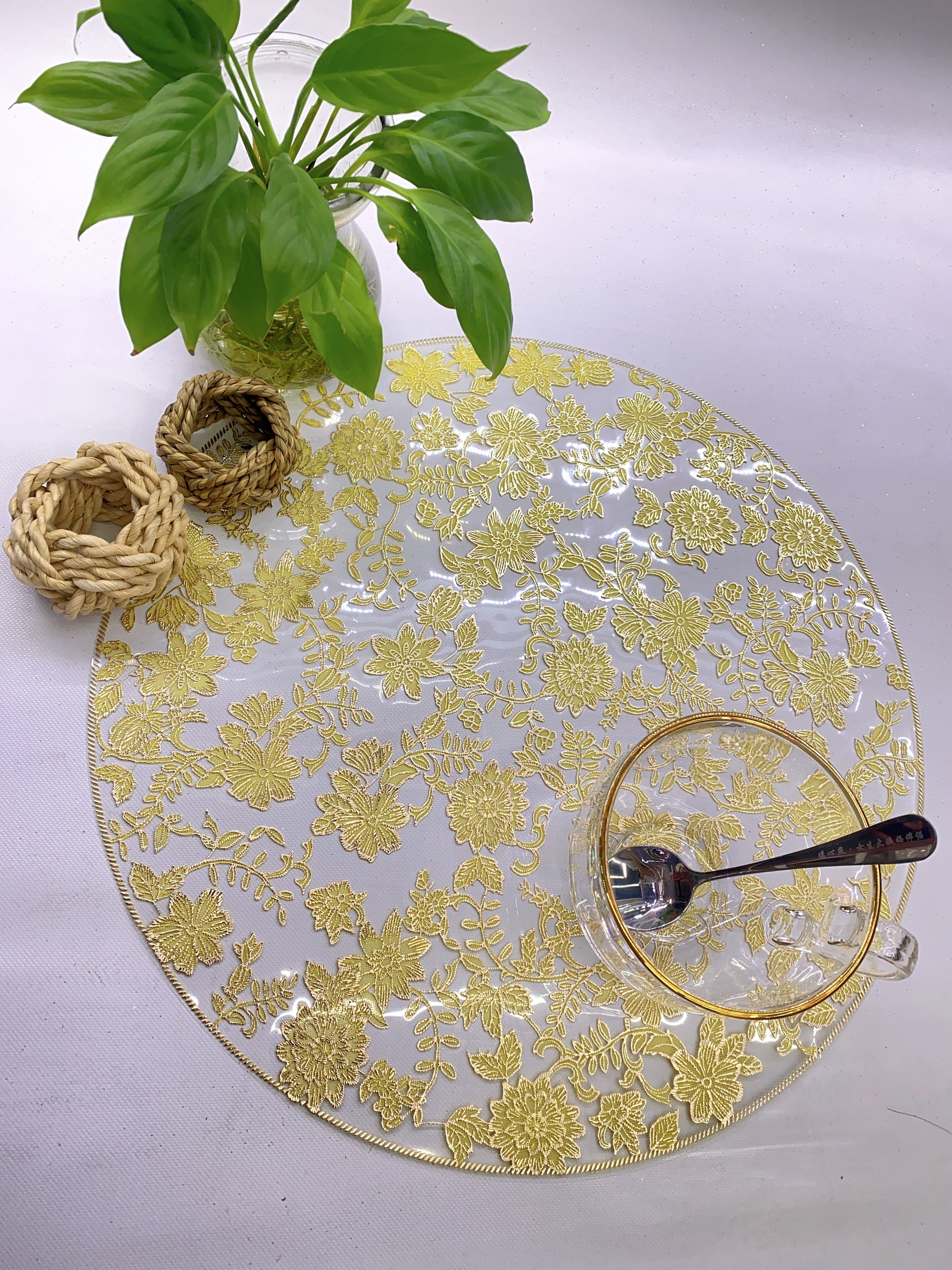 PP餐垫葡萄藤隔热垫装饰餐桌垫酒店餐厅咖啡厅西餐垫