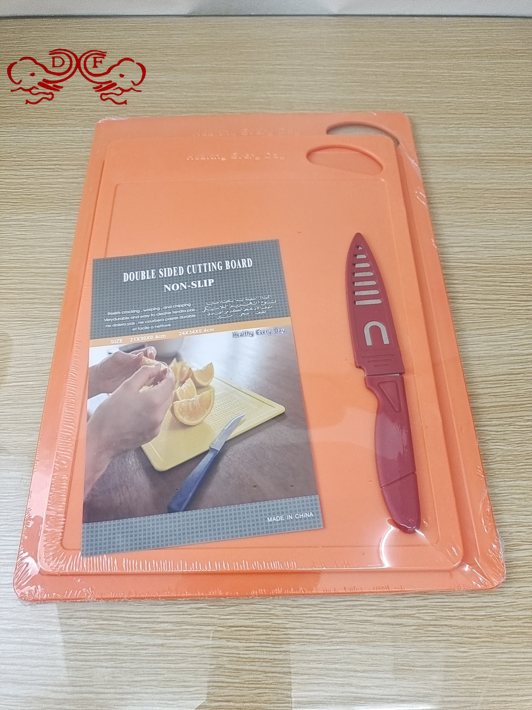 DF68709 Anti-slip cutting board, kitchen cutting board, plastic kitchen two-in-one cutting board, plastic stainless steel ceramic Fruit knife, wheat straw vegetable DF Trading House Specification image